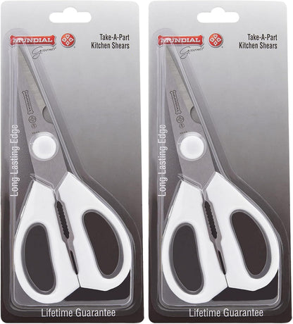 Mundial W656 Kitchen Take-Apart Shears, 8-Inch, Stainless Steel Blades, Ergonomic Non-Slip White Handle, Ideal for Cutting