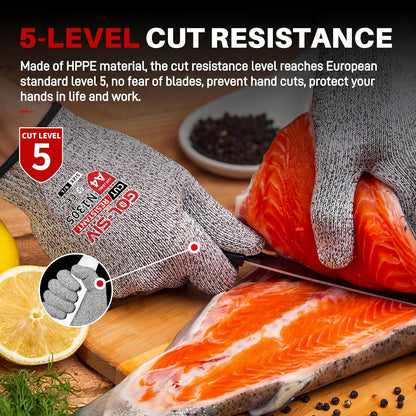 ANSI A9 Cut Resistant Gloves,Cut Resistant Work Gloves,Cut Proof Gloves Nitrile Coated For Metal Fabrication,Woodworking, Construction,Touch Screen,Large