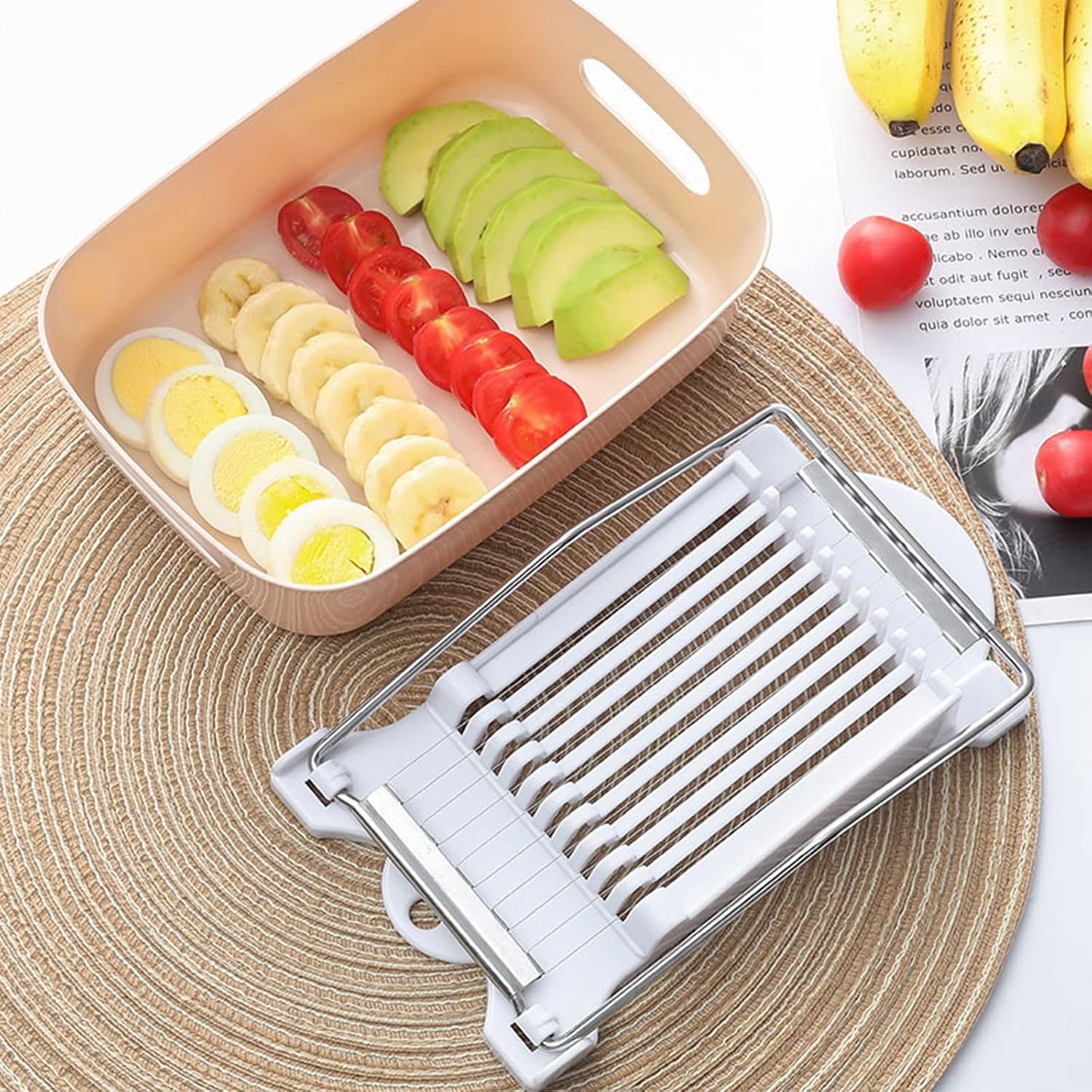 FENGCHEN Luncheon Meat Slicer, Spam Cutter with 10 Stainless Steel Wires, Slice Tool for Boiled Eggs, Banana, Avocado, White