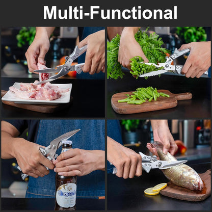 FrutPunch Kitchen Scissors for Food, Super Sharp Poultry Shears, Kitchen Shears Heavy Duty, Spring-loaded Multi-Purpose Scissors for Cooking, Butchering, and Cutting