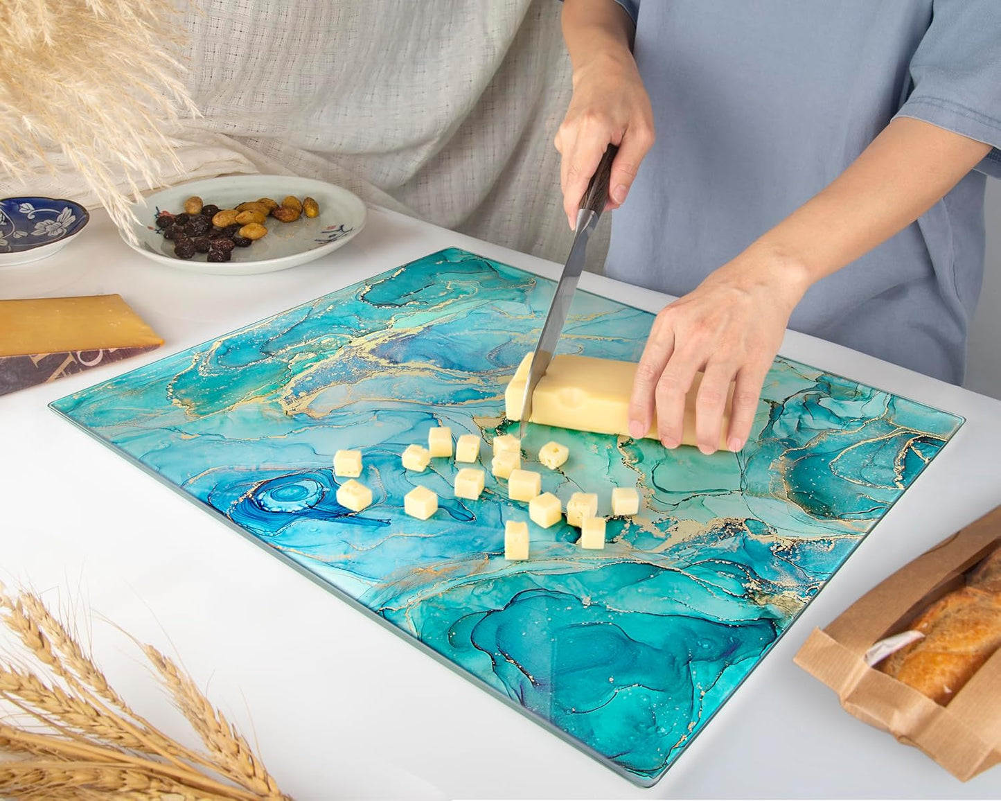 Kitchenville Glass Cutting Board 20”x16”: Tempered Glass Kitchen Counter Protector - Durable- Scratch-Resistant, Heat-Proof - Clear Design