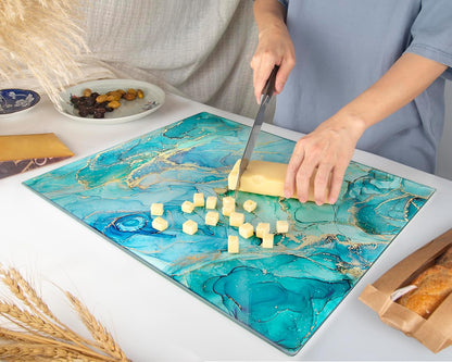 Kitchenville Glass Cutting Board 20”x16”: Tempered Glass Kitchen Counter Protector - Durable- Scratch-Resistant, Heat-Proof - Clear Design