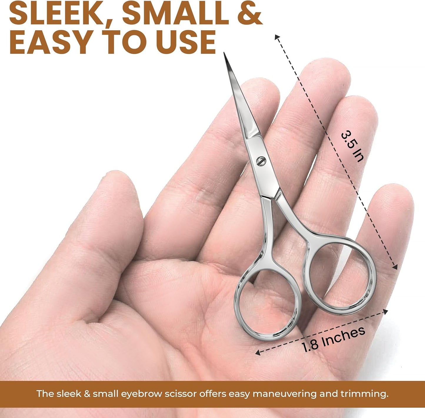 Utopia Care Eyebrow Scissors, Professional Stainless Steel Small Shears for Men and Women Cuticle Nail Scissors, Nose Hair Scissors for Grooming Mustache, Beard, Eyelashes, Ear Hair Trimming, Silver