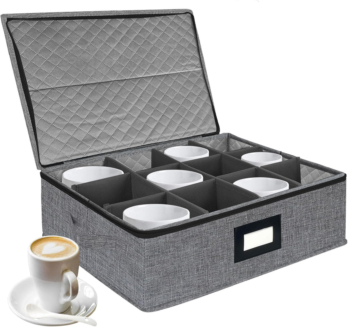 VERONLY 2 Pack Flatware Utensil Storage - Sturdy Silverware Storage Box with Dividers, 5 Compartment Flatware Storage Case with Handles and Removable Lid for Moving&Protected(Dark Gray)
