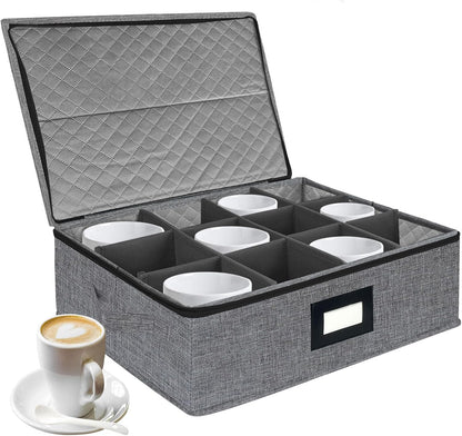 VERONLY 2 Pack Flatware Utensil Storage - Sturdy Silverware Storage Box with Dividers, 5 Compartment Flatware Storage Case with Handles and Removable Lid for Moving&Protected(Dark Gray)