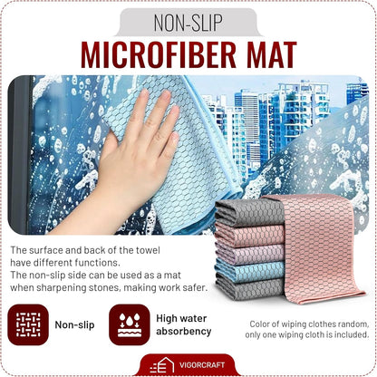 Japanese Whetstone Knife Sharpener - Dual-Sided 1000/6000 Grit Japanese Knife Sharpening Kit with Non-Slip Microfiber Cloth - Kitchen Sharpening Stones for Knives with Whetstone Angle Guide