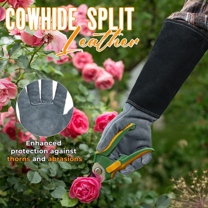 HANDLANDY Rose Pruning Gloves for Men & Women, Long Thorn Proof Gardening Gloves, Breathable Pigskin Leather Gauntlet, Best Garden Gifts & Tools for Gardener