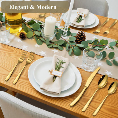 49-Piece Silverware Set with Bamboo Organizer for 8, Heavy-Duty Flatware Set with Steak Knives, Rust-Proof & Mirror Polished, Dishwasher Safe,Modern Hammered(organizer only for packaging)