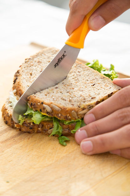 Zyliss Sandwich Knife & Condiment Spreader - Sandwich Spreader for Butter, Cream Cheese, & Jellies - Ergonomic Stainless Steel Spreading - Butter Spread for Bagels & Toast - Gray 4.7"