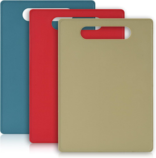 Luckyiren Premium Plastic Cutting Board Set – 3-Pack BPA-Free, Reversible, Easy to Clean, Durable and Lightweight – Ideal for Meat, Vegetables, and Seafood – 14 x 10 inch, Kitchen Essential