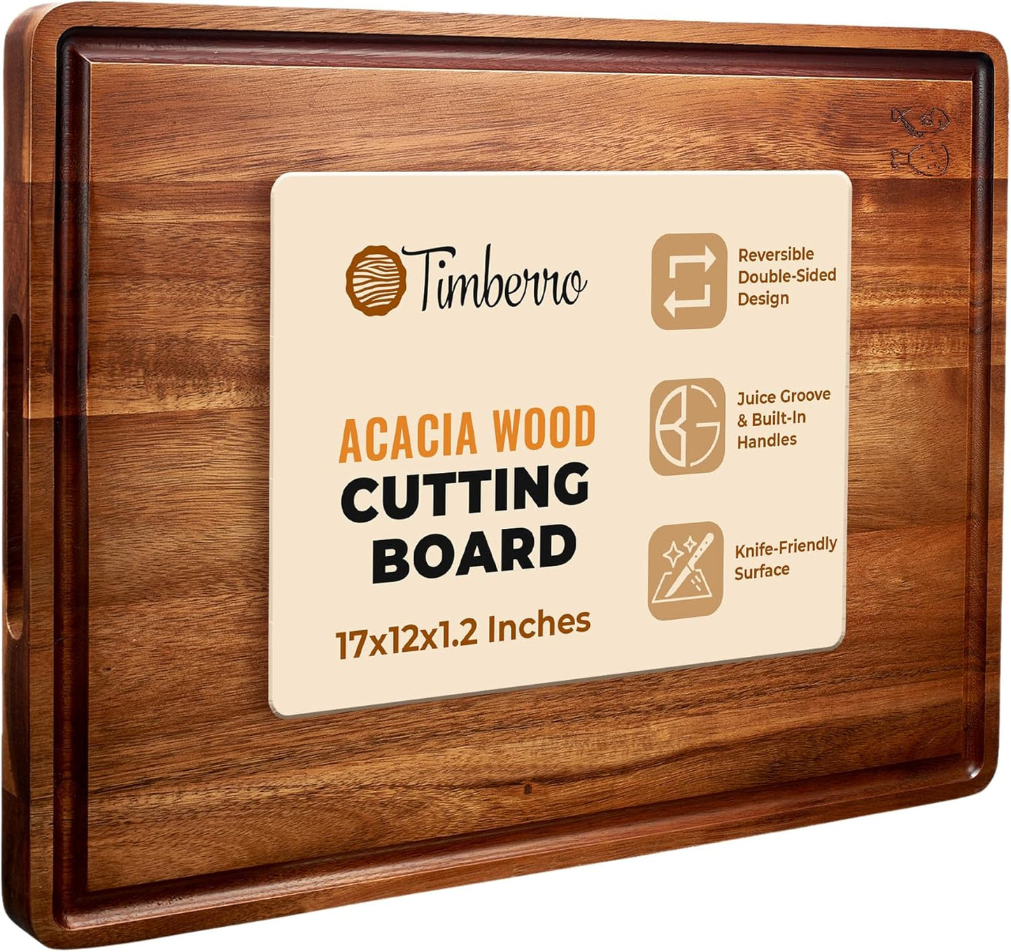 Acacia Wood Cutting Board (10x7x0.8 In.) - Small Mini Wooden Bar Steak and Cheese Chopping Boards for Kitchen with Juice Groove, Tiny Rustic Carving Breadboard for Serving Lime with Handle