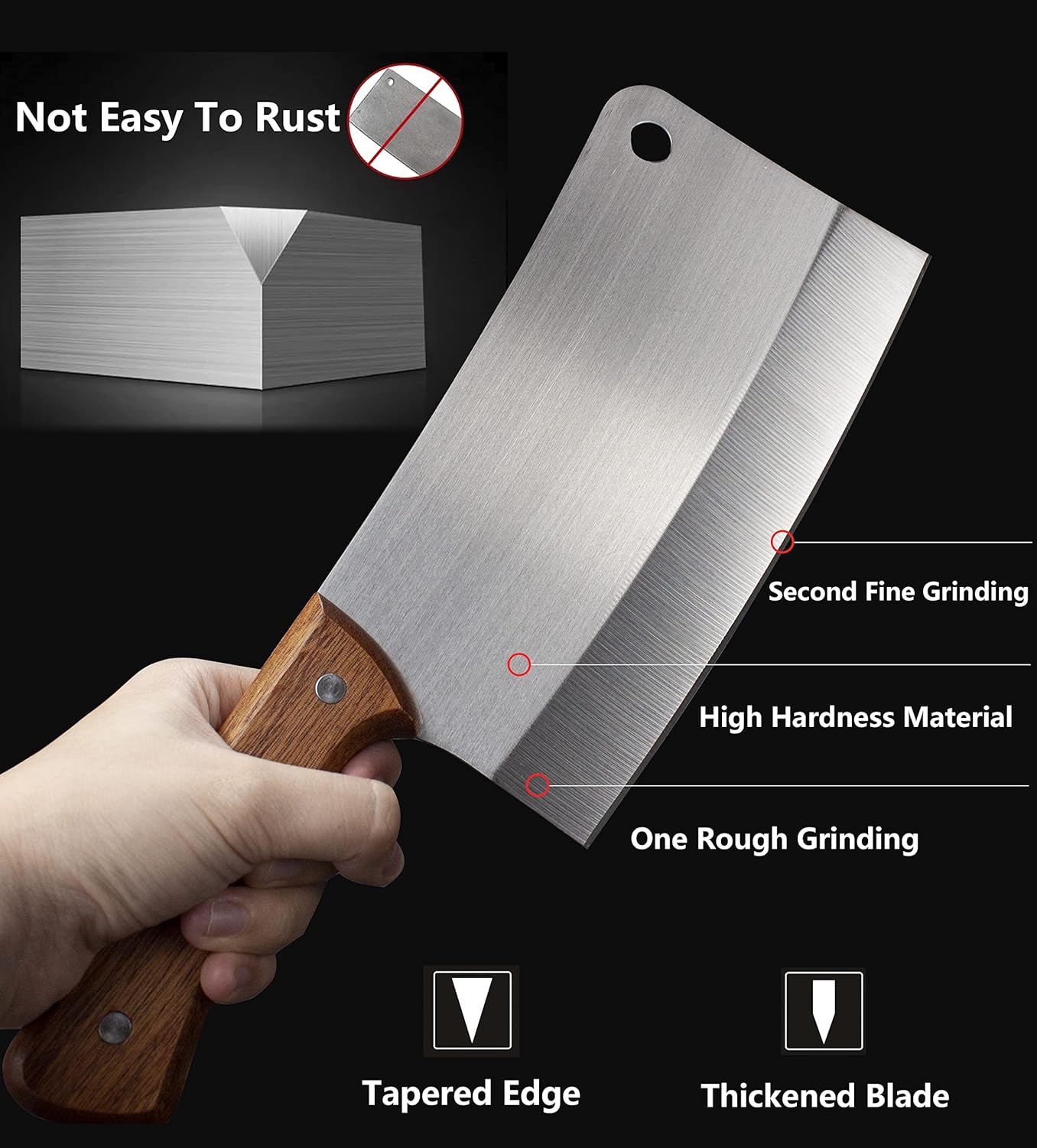 ZENG JIA DAO Meat Cleaver - 7'' Heavy Duty Butcher Knife Meat Chopper Bone Cutting Knife - High Carbon German Stainless Steel - Pearwood Handle for Home Kitchen and Restaurant 2025 Gifts