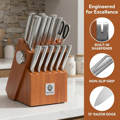 imarku 3 Pieces Knife set, Japanese HC Stainless Steel Kitchen Knife Set, Professional Chef Knife Set With Ergonomic Pakkawood Handle, Ultra Sharp Knives Set for Kitchen & Home Cooking, Gifts Box