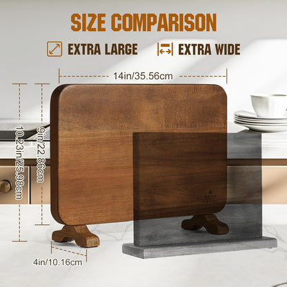 ENOKING Extra Large Magnetic Knife Block, 15.2-In Acacia Wood Knife Holder for Home Kitchen, Universal Knife Holder Stand with Strong Enhanced Magnets for Safe and Multifunctional Knife Storage