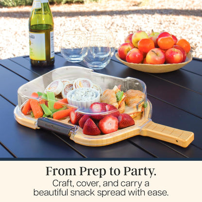 Totally Bamboo Flip, Serve & Store Charcuterie Board with Lid, Reversible Bamboo Cutting Board and Portable Cheese Tray with Compartments, Locking Travel Cover, 15.5 x 11.5 Inches