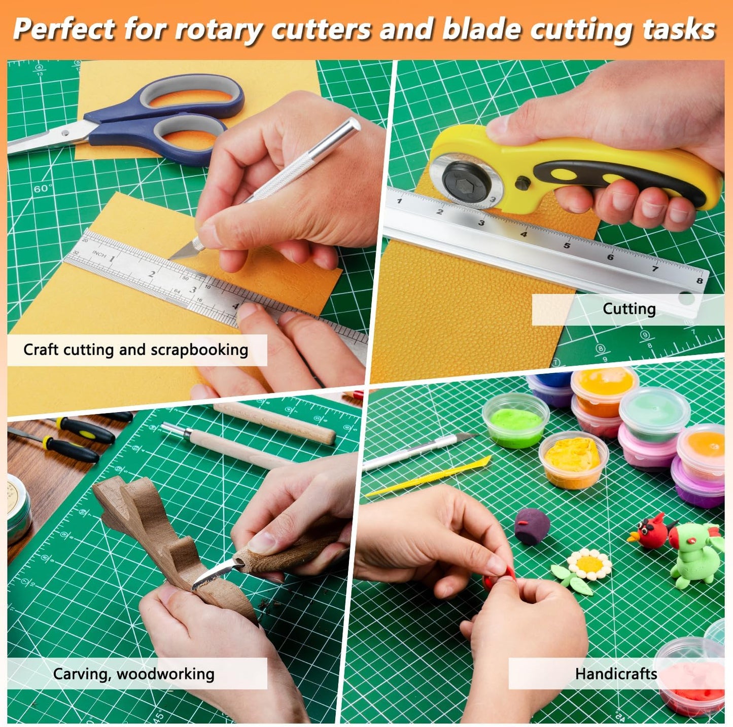 Ecraft Self Healing Cutting Mat 18x12 Inch A3, 5-Ply Double Sided Rotary Cutting Board with Grid, Grey/Black for Sewing, Quilting, Fabric & Craft Projects