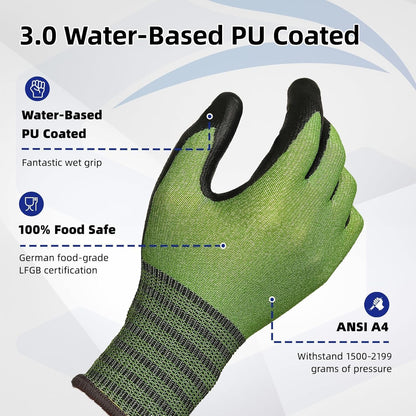 Schwer 6 Pairs ANSI A4 Cut Resistant Work Gloves with Extreme Lightweight & Thin, Sandy Nitrile Touchscreen Safety Working Gloves with Grip, 3D-Comfort Fit, Flexible and Breathable, XL, AR3900