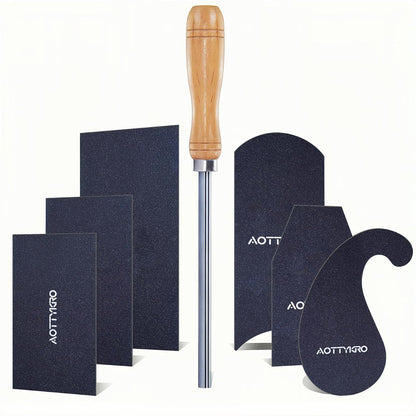 Cabinet Scraper Burnisher Tool,Scraper Burnisher for Creating Sharp Burrs and Honing Card Scrapers,with high-quality wooden handle and Super Hard High Speed Steel Rod