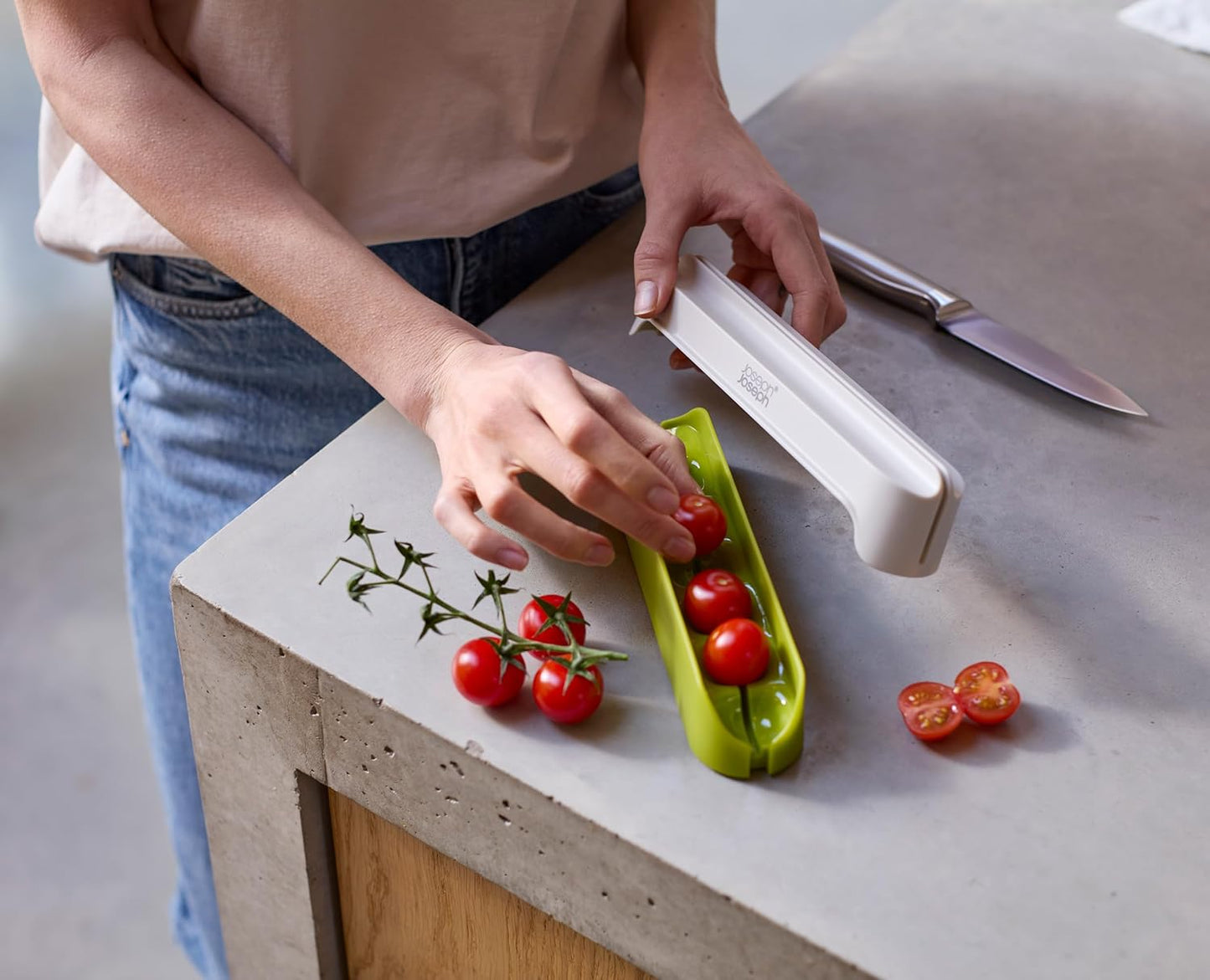 Joseph Joseph Halve-It Time Saving Slicing Tool, Small Fruit, Grape and Tomato slicer, BPA free, Dishwasher safe