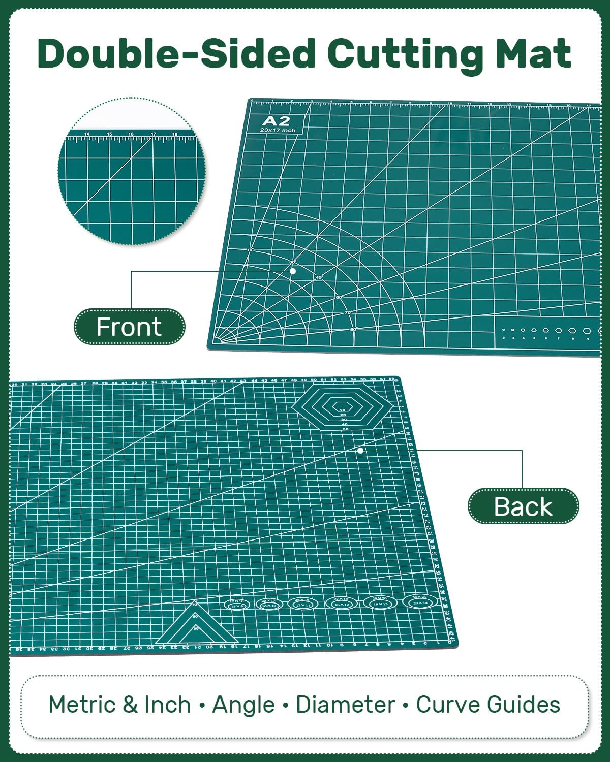 Foldable Self Healing Cutting Mat, 17" x 11", Rotary Cutting Mat for Sewing, Quilting, Scrapbooking, Craft Cutting Board for Hobby Use(A3)