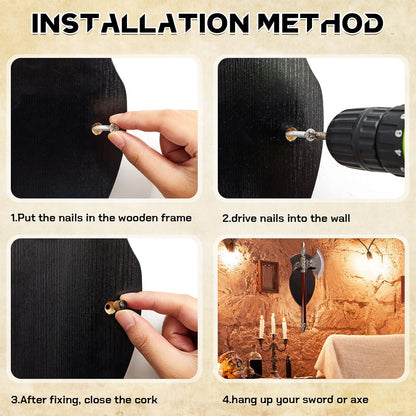 Queekay Wooden Sword Wall Mount Plaque Hanger for Katana Sword Display Stand Decorative Wall Decor for Display Plaque with Hardware(Black,Stylish)