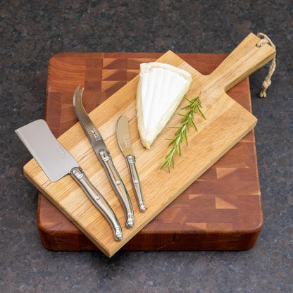 Jean Dubost Laguiole 3-Piece Cheese Knife Set, Stainless Steel Handles - Rust-Resistant Stainless Steel - Includes Wooden Box - Made in France