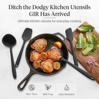 GIR: Get It Right 5 Piece Silicone Ultimate Kitchen Utensils Set - Ladle, Spatula, Flip, Spoon & Spoonula - Non-Toxic Cooking Utensils for Nonstick Cookware, Cooking and Baking - Red