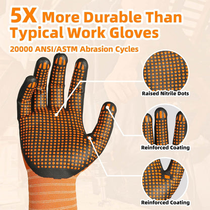 Schwer 3/6/12 Pairs Safety Work Gloves MicroFoam Nitrile Coated, Certified Level 6 Abrasion Resistant Gardening Gloves with MicroDot Grip, Touchscreen, General A1 Cut Resistant Glove, LT5619, S
