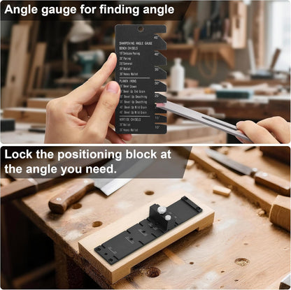 Chisel Sharpening Jig, Honing Guide for Woodworking Chisels and Planes Width 0.1" to 2.8", Metal Chisel Sharpening Kit with Angle Fixture and Angle Gague, Pink Red