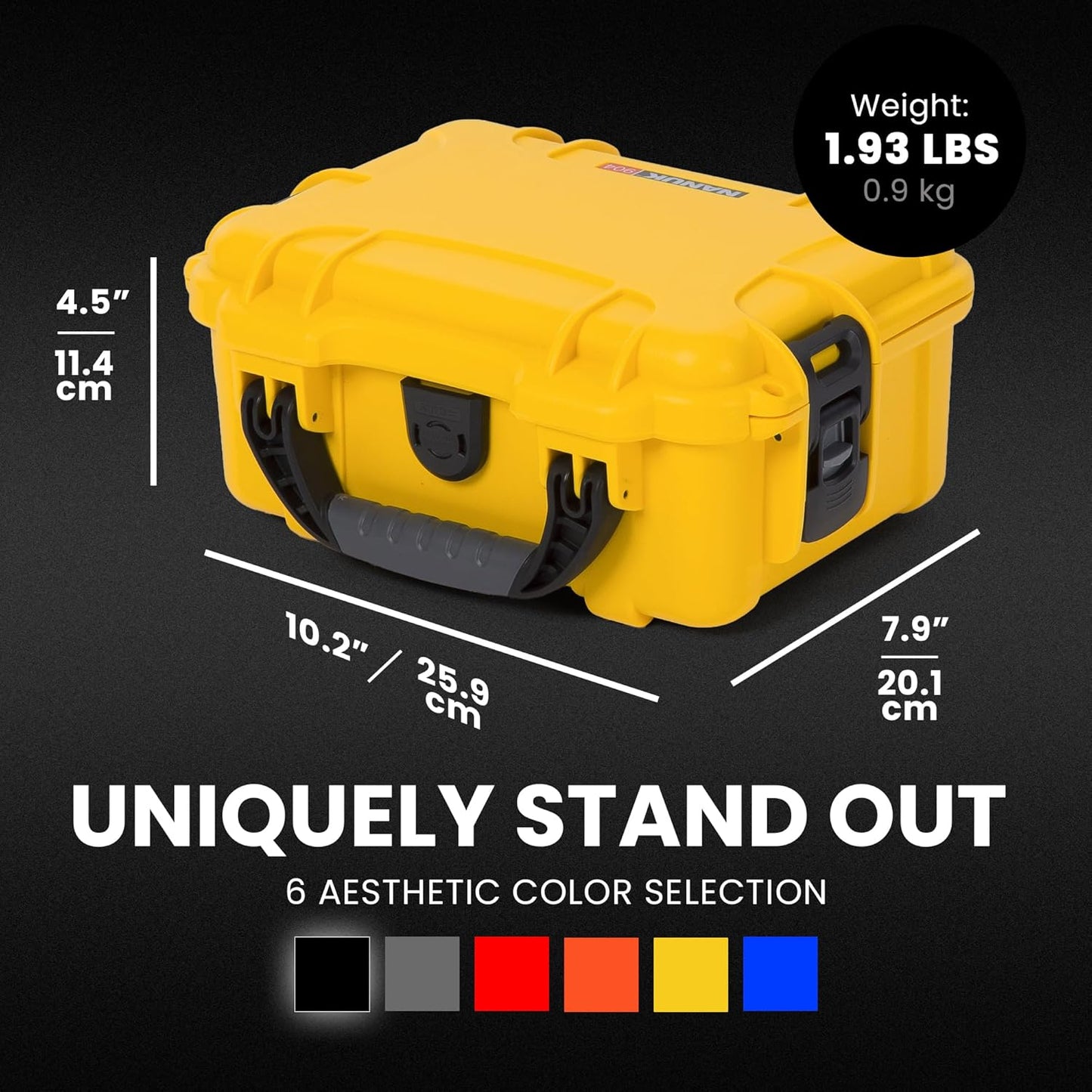 NANUK 904 Hard Case with Foam – IP67 Waterproof Protective Case for Camera, Drone & Gear – Impact-Resistant & Dustproof – Perfect for Travel 10.2" x 7.9" x 4.5" – Yellow