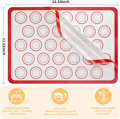 Luckyiren 2-Pack Silicone Baking Mats – Non-Stick Reusable BPA-Free Oven Liners, 100% Food-Grade Silicone, Fit Half Sheet Pans (16.54" x 11.62") for Cookies, Pastry & More