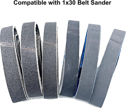 1x30 Inch Silicon Carbide Sanding Belts, 4 PCS Each of 80,120, 240, 400, 800,1000 Grits Knife Sharpening Belt Kits for 1 x 30 Inch Belt Sander, 24 Pack
