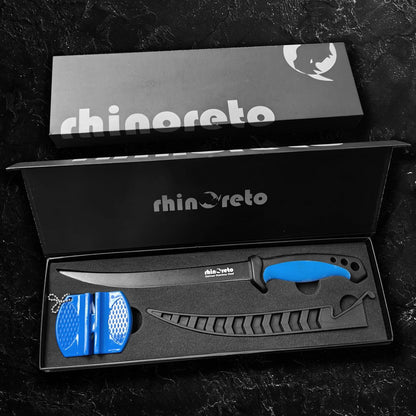 Rhinoreto Fillet Knife for Fish - Razor Sharp G4116 German Stainless Steel Blade, 6.5 Inch Professional Filleting & Boning Knife with Non-Slip Handle, Protective Sheath & Sharpener