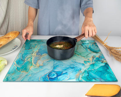 Kitchenville Glass Cutting Board 20”x16”: Tempered Glass Kitchen Counter Protector - Durable- Scratch-Resistant, Heat-Proof - Clear Design