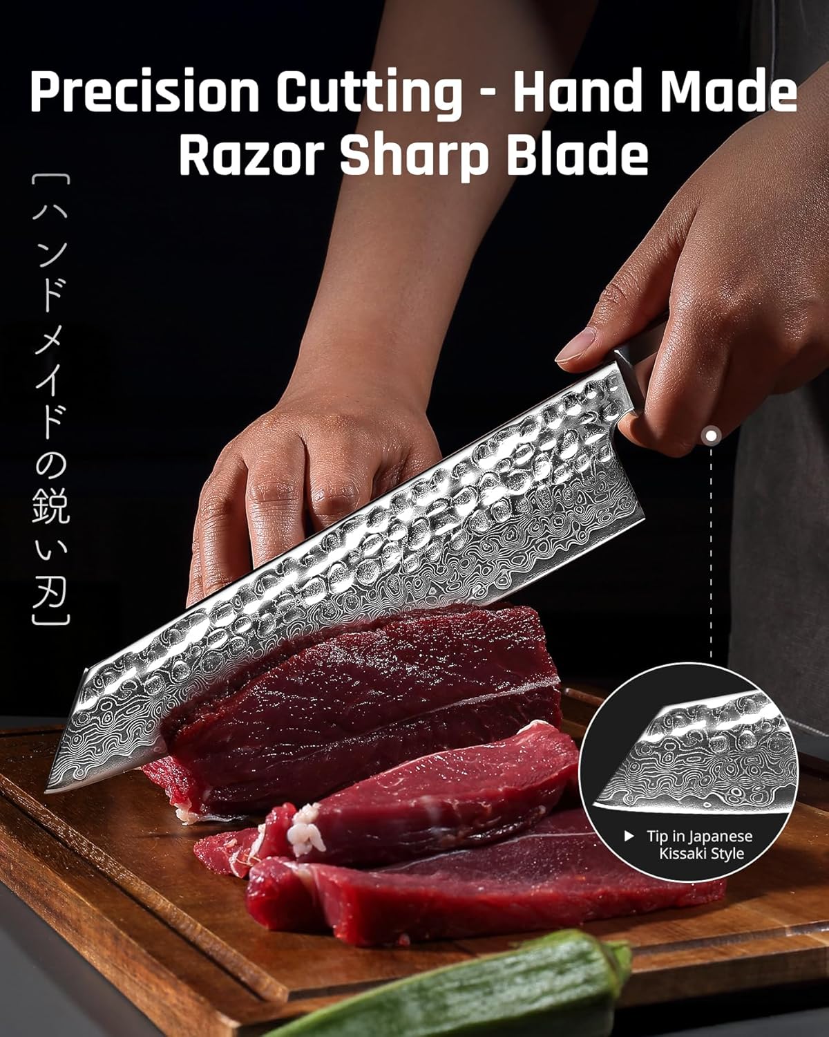 YOTSUBA 3PCS Japanese Damascus Chef Knife Set – Ultra Sharp Hand-Forged High Carbon Steel Blades with 100% Genuine Natural Hardwood Handles, Professional Kitchen Knives for Chopping Meat & Vegetables