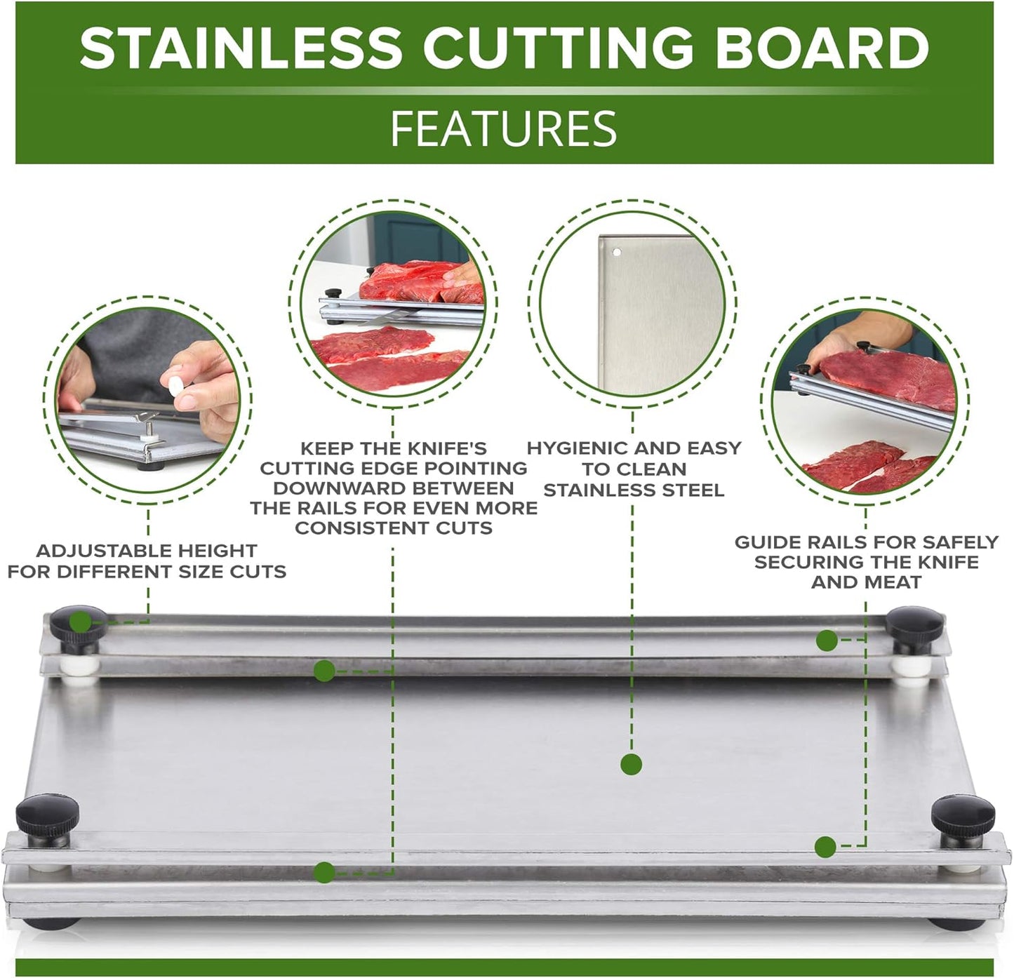 Meat slicer Stainless Steel Jerky Maker Cutting Board With 10-Inch Professional Slicing and Carving Knife