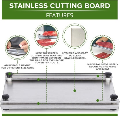 Meat slicer Stainless Steel Jerky Maker Cutting Board With 10-Inch Professional Slicing and Carving Knife
