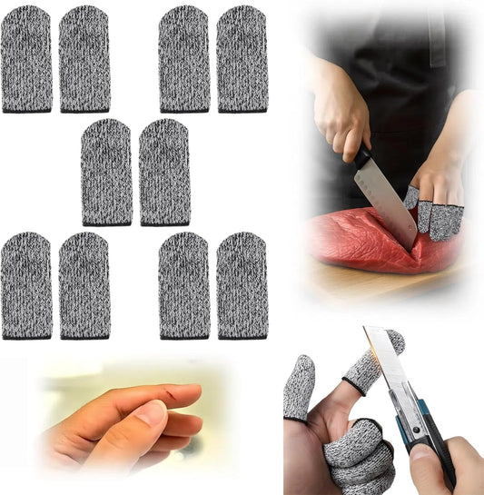 10 PCS Cut Resistant Finger Cots, Reusable Finger Guards, Durable Non Slip Thumb Protector Sleeve, Breathable Fingertip Covers for Kitchen, Work, Sculpture