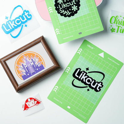 Likcut Cutting Mat for Glee S501 Cutter, 4.5" X 6.5" Standard Grip Mat for DIY Crafty, 3 Packs Likcut Accessories Mats, Adhesive Sticky Green Quilting Replacement Cut Mats for Iron On, Vinyl and More