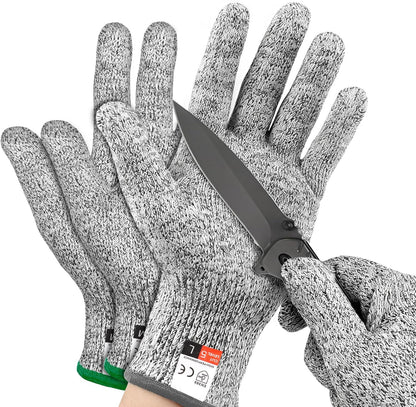 2 Pairs Cut Resistant Gloves Level 5 Protection, Food Grade Cut Proof Gloves, Safety Anti Cutting Glove For Cooking Meat, Oyster Shucking, Mandoline, Chefs, Food Prep, Carving, Butcher (M+L)