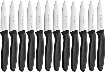 Paring Knife Fruit Knife Set (12 Pieces), Ultra Sharp Stainless Steel Vegetable and Fruit Knife with PP Plastic Ergonomic Handle for Cutting Fruits and Vegetables.