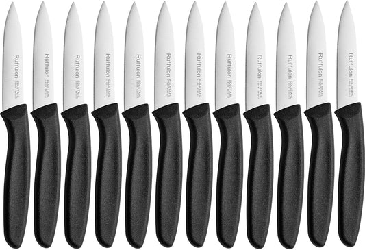 Paring Knife Fruit Knife Set (12 Pieces), Ultra Sharp Stainless Steel Vegetable and Fruit Knife with PP Plastic Ergonomic Handle for Cutting Fruits and Vegetables.