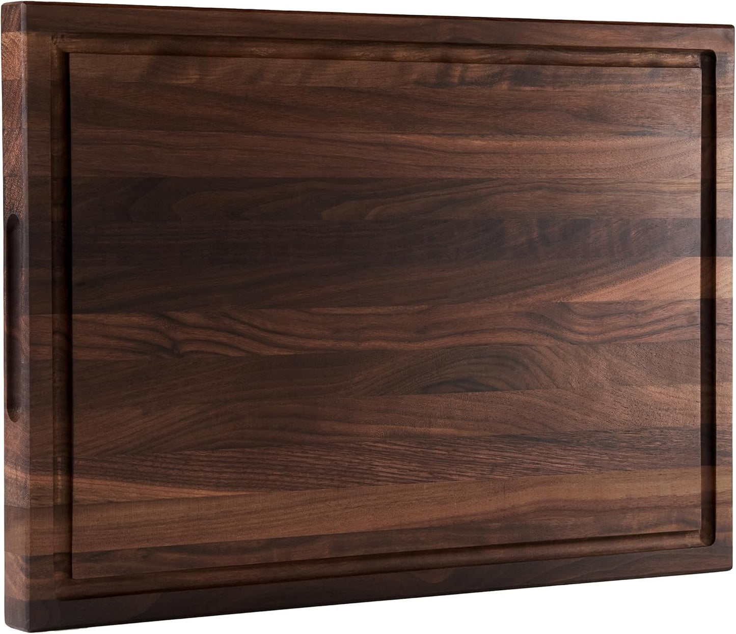 Cozifa American Dark Walnut Wood Cutting Board 17"x12"x1.6" for Kitchen with Juice Groove, Inner Handles, Gift Box Packaging and End Grain Butcher Block Finished with Linseed Oil, Beeswax & Lemon Oil