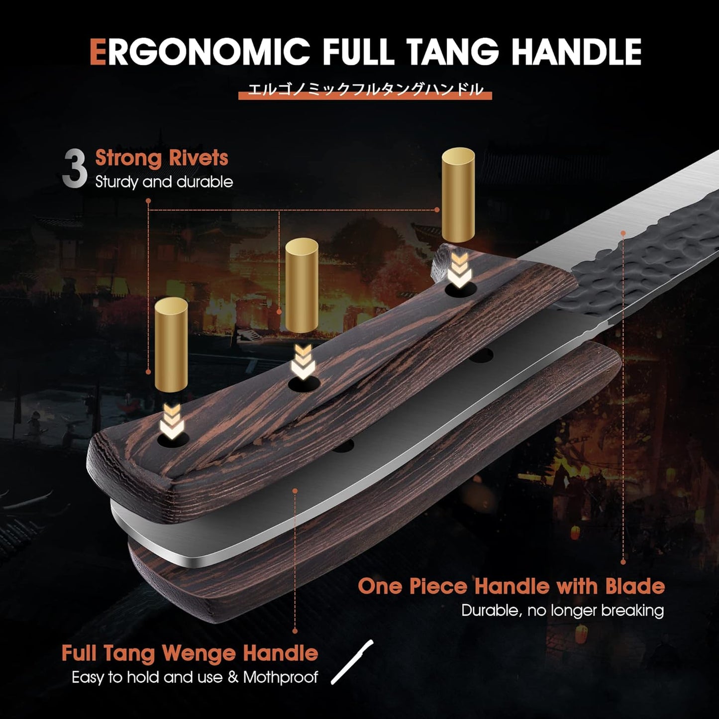 ROCOCO Hand Forged Meat Cleaver Sharp Butcher Knife for Meat Cutting Vegetable Cleaver with Sheath for Home Kitchen Outdoor Camping BBQ Father Mother Gift Idea Men