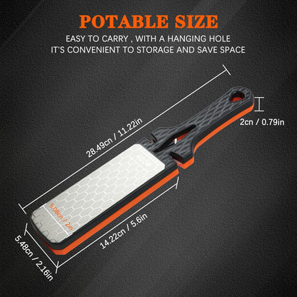 Diamond Sharpening Stone,400/1000 Grit Handheld Double-Sided Diamond Sharpener 5 in 1 Honeycomb Surface Knife Sharpener Plate Whetstone with Ceramic & Tungsten Steel Scissor Slot,Red