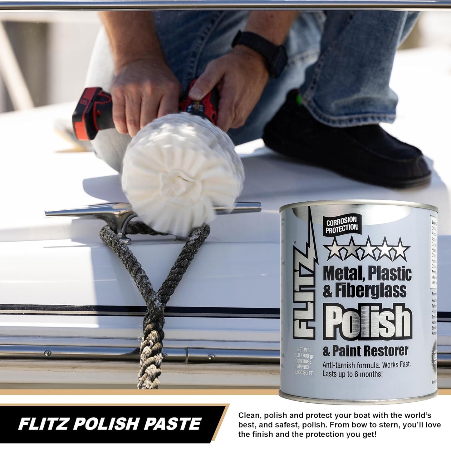 Flitz Metal Polish Paste - 1.76oz USA-Made Polish for Solid Chrome, Stainless Steel, & Aluminum - Non-Abrasive for Light Oxidation - Requires Manual Buffing - Not for Plated/Coated Surfaces (1 Pack)