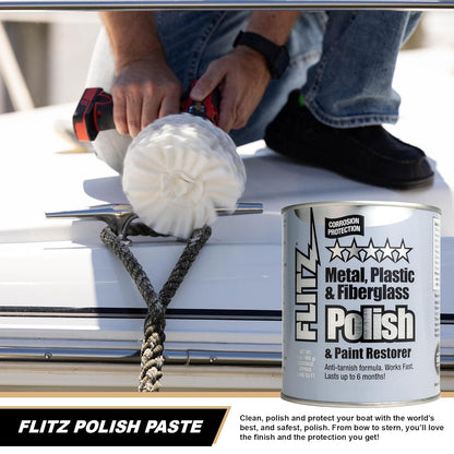 Flitz Metal Polish Paste - 1.76oz USA-Made Polish for Solid Chrome, Stainless Steel, & Aluminum - Non-Abrasive for Light Oxidation - Requires Manual Buffing - Not for Plated/Coated Surfaces (1 Pack)