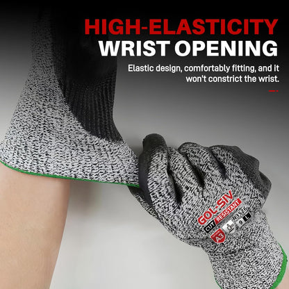 ANSI A9 Cut Resistant Gloves,Cut Resistant Work Gloves,Cut Proof Gloves Nitrile Coated For Metal Fabrication,Woodworking, Construction,Touch Screen,Large