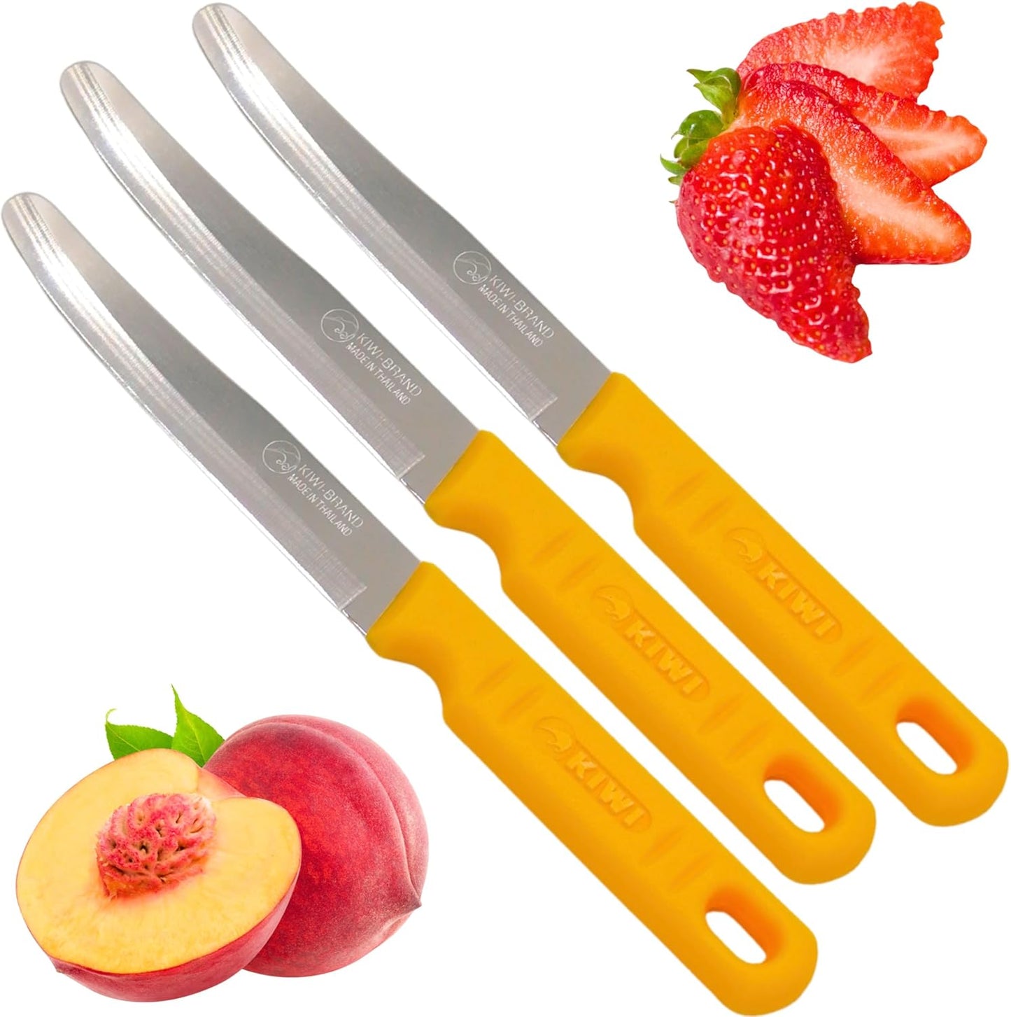 Round Tip Knife, Blunt Knife, Rounded Tip Knives for Cutting Fruit and Vegetable, Smooth Sharp Blade, Safety Knifes (Yellow)