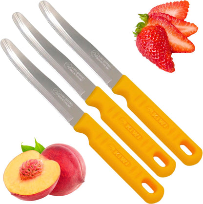 Round Tip Knife, Blunt Knife, Rounded Tip Knives for Cutting Fruit and Vegetable, Smooth Sharp Blade, Safety Knifes (Yellow)